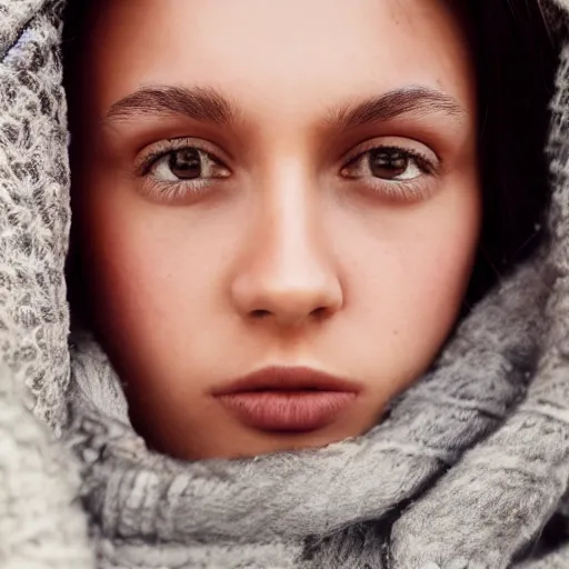 Prompt: closeup photo of a young german woman in the style of rosie matheson