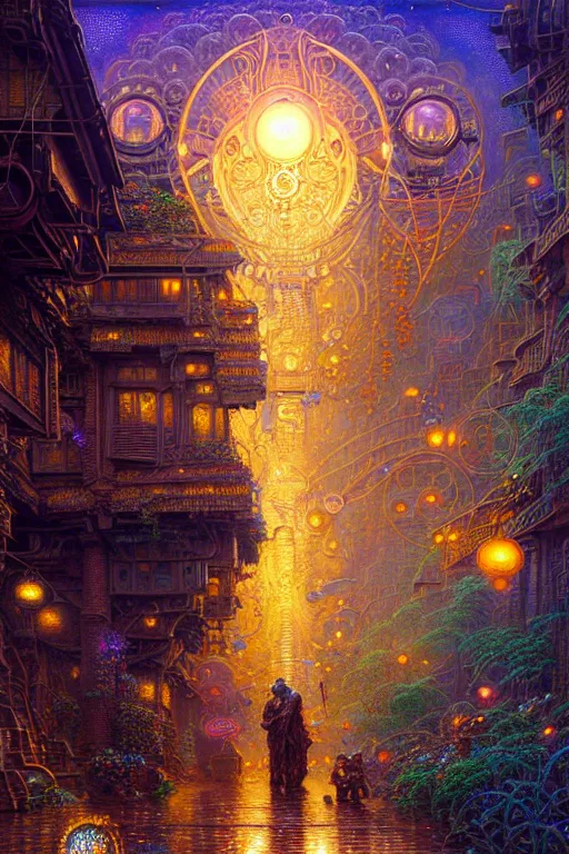 Prompt: intricate detailed solarpunk gems james gurney, dan luvisi, Petros Afshar, tim hildebrandt, liam wong, Mark Riddick, thomas kinkade, ernst haeckel, dan mumford, trending on artstation, josephine wall, WLOP, cgsociety by Gediminas Pranckevicius, trending on cgsociety and DeviantArt