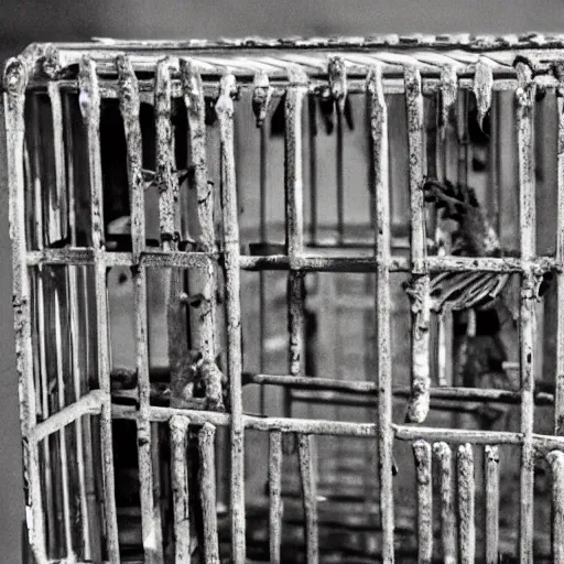 Prompt: a cage made of bones