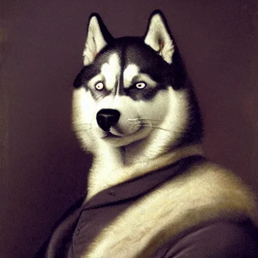 Image similar to Portrait of a siberian husky bard by Carl Friedrich Deiker and Robert Cleminson