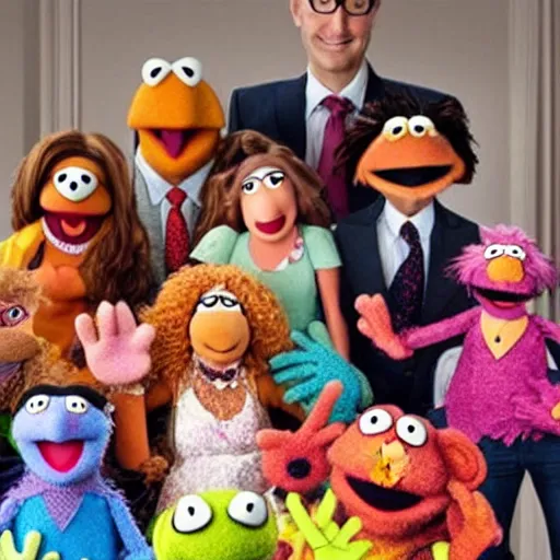 Image similar to a muppet in a coma, surrounded by family and friends