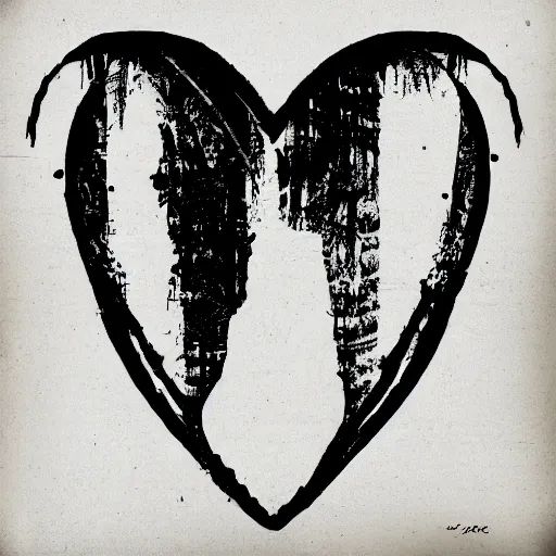 Prompt: inkblot black heart