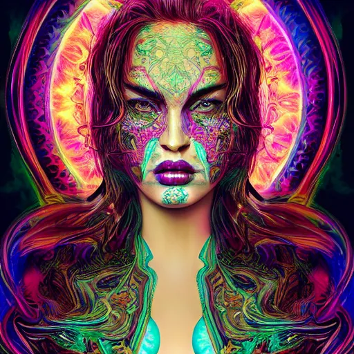 an extremely psychedelic portrait of megan fox as | Stable Diffusion ...