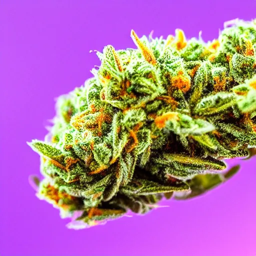 Image similar to Macro photo of thc covered marijuana bud, purple hairs,