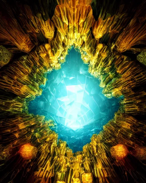 Image similar to the most beautiful star system inside of a crystal clear underwater cave,, coherent design, symmetrical, concept art, vivid color, complementary color, golden ratio, detailed, sharp lines, intricate, rainbowshift, by sahm, octane render