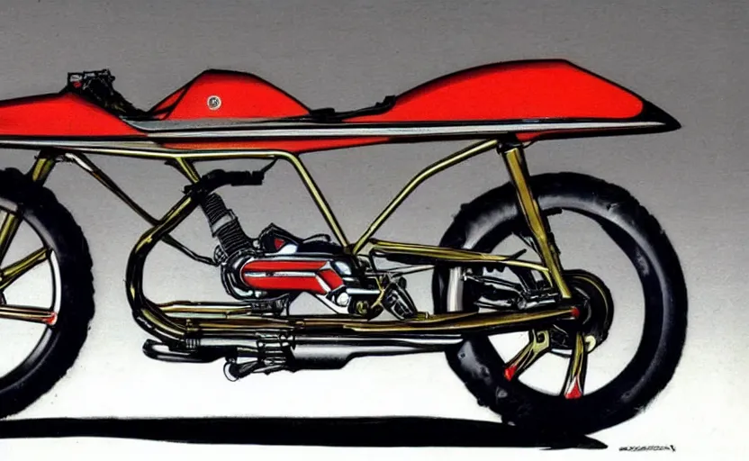 Prompt: 1 9 7 0 s yamaha race motorcycle concept art, art,