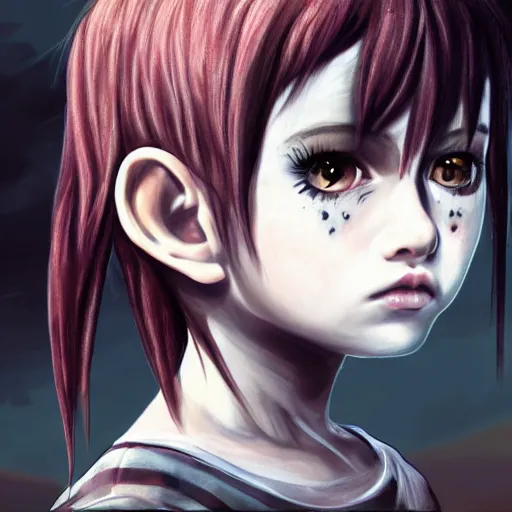 Prompt: punk little girl, profile picture, grunge fashion, highly detailed, reflection, 8 k, realistic artwork, hd, inspired by attack on titan