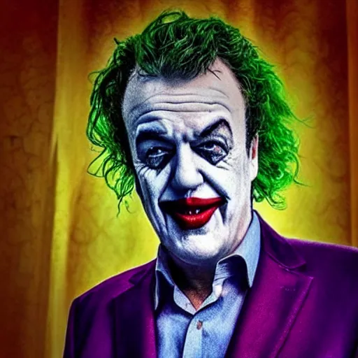 Image similar to “Jeremy Clarkson as the Joker, cinematic, 4K, ultra realistic, epic, vivid”