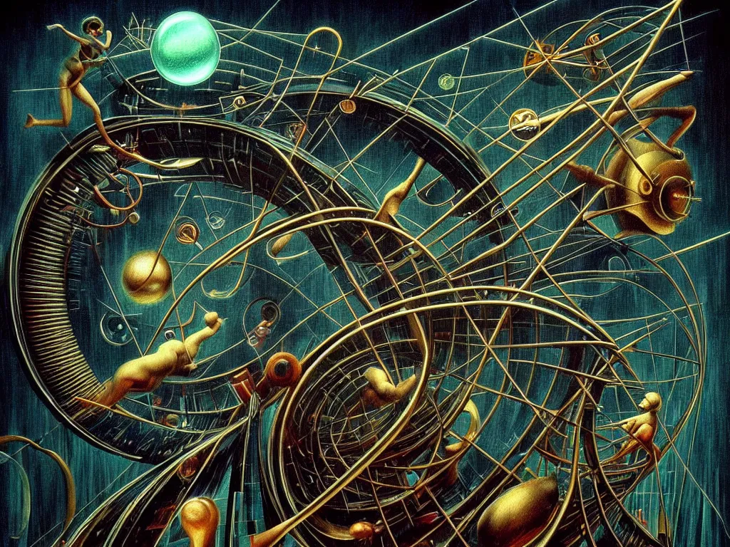 Prompt: highly detailed photo of quantum mechanics, trending on deviantart, neo surrealism, sharp focus, octane, masterpiece, art by max ernst