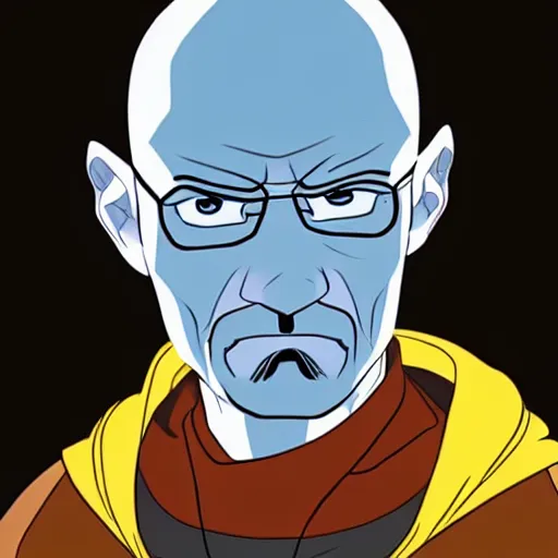 Image similar to Walter White as avatar Aang from avatar the last airbender, in the style of Avatar the Last Airbender