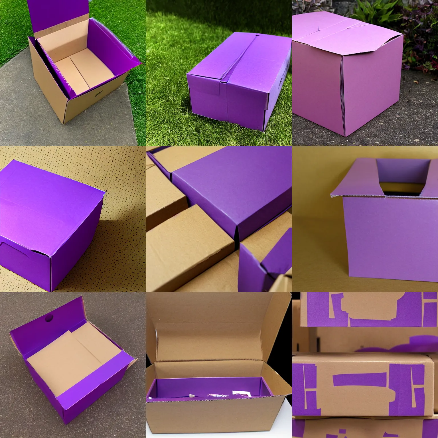 Prompt: purple cardboard box