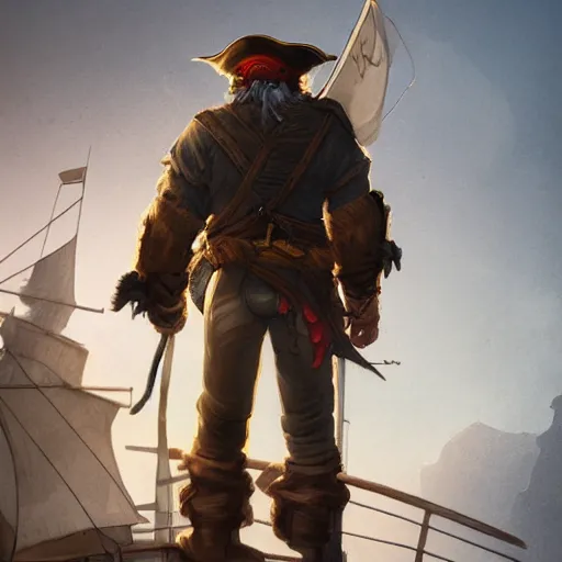 Prompt: pirate barrelman looking at horizon, Dynamic lighting, cinematic, establishing shot, extremely high detail, foto realistic, cinematic lighting, pen and ink, intricate line drawings, post processed, concept art, artstation, matte painting, style by Raphael Lacoste, Eddie Mendoza