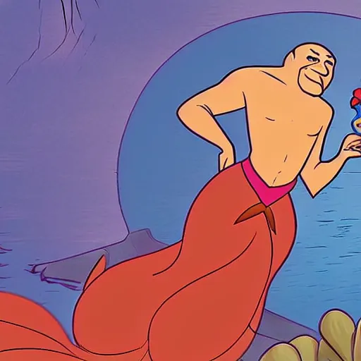 Image similar to ghandi as the little mermaid, cartoon, disney