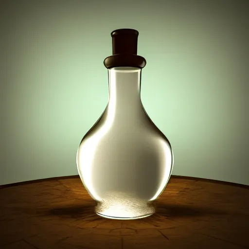 Image similar to a ship in a bottle floating on milk, kitchen tile background, 3d, fake caustics, ue5, cinema 4d, subsurface scattering, volumetric lighting