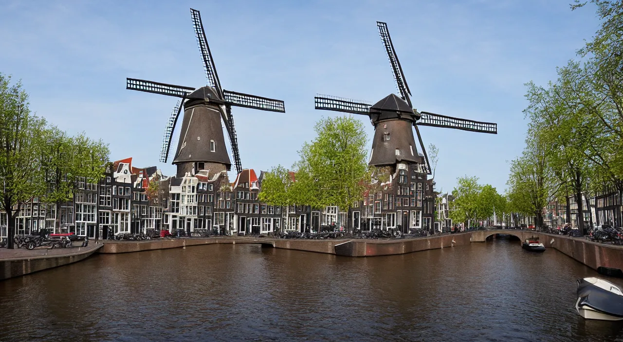 Image similar to a windmill in old amsterdam