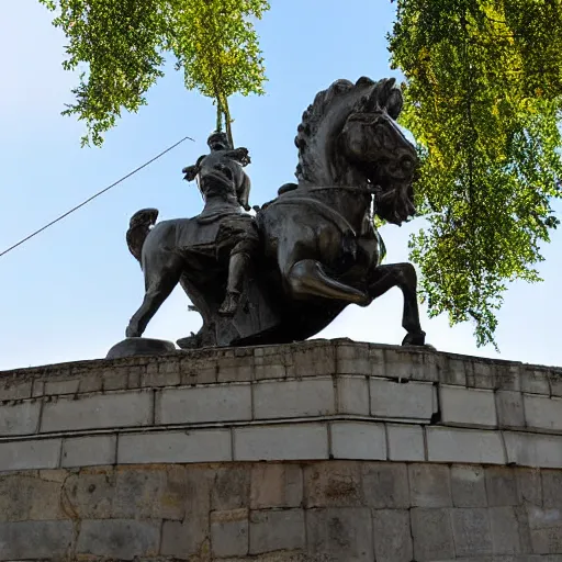 Prompt: statue of alexander the great, skopje, macedonia, photograph