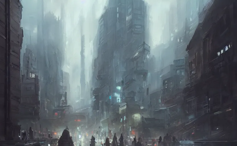 Prompt: a painting of a city trending on artstation in the style of greg rutkowski