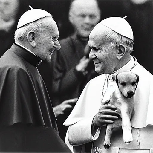 Image similar to pope John Paul II with head of a dog