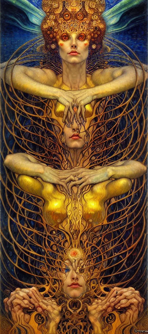 Image similar to Divine Chaos Engine by Karol Bak, Jean Delville, William Blake, Gustav Klimt, and Vincent Van Gogh, symbolist, visionary