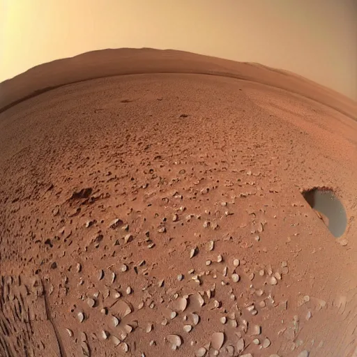 Prompt: fisheye color photo of mars taken by the curiosity rover