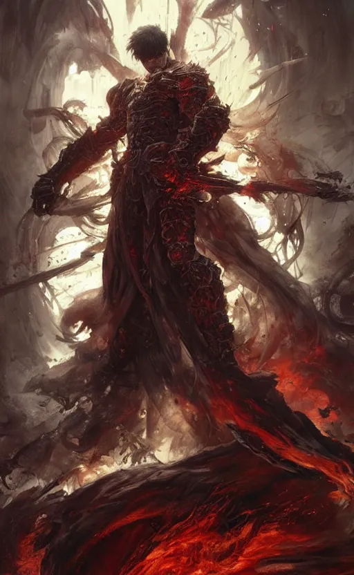 Prompt: full body shot Guts Berserk, Diablo , extremely detailed, made by wlop, maxwell boas, Naranbaatar Ganbold, Raymond Swanland and Ruan Jia. Masterpiece. Repin. Greg Rutkowski