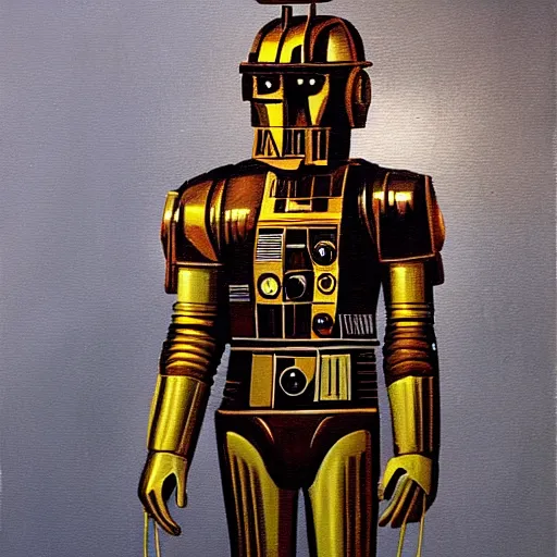 Prompt: painting of c - 3 p 0, 3 d