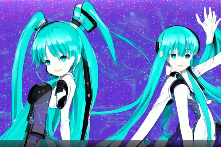 Image similar to hatsune miku themed windows 9 5 desktop, linux mint, computer wallpaper, in 1 9 9 5, y 2 k cybercore, still from a ridley scott movie