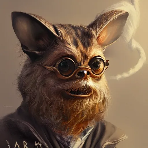 Image similar to a portrait of gizmo as a wizard, upper half portrait, urban motifs, intricate, elegant, highly detailed, digital painting, trending on artstation, concept art, smooth sharp focus, illustration, art by artgerm and greg rutkowski