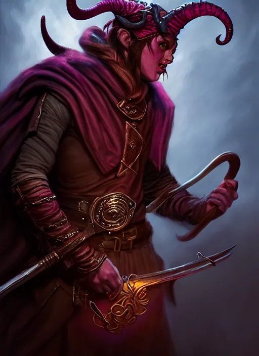 Image similar to tiefling bard, full body, hyper realistic, extremely detailed, dnd character art portrait, dark fantasy art, intricate fantasy painting, dramatic lighting, vivid colors, deviantart, artstation, by wayne reynolds.