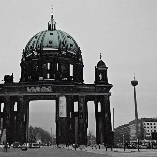 Prompt: berlin 1 9 8 2, grainy high contrast black and white,