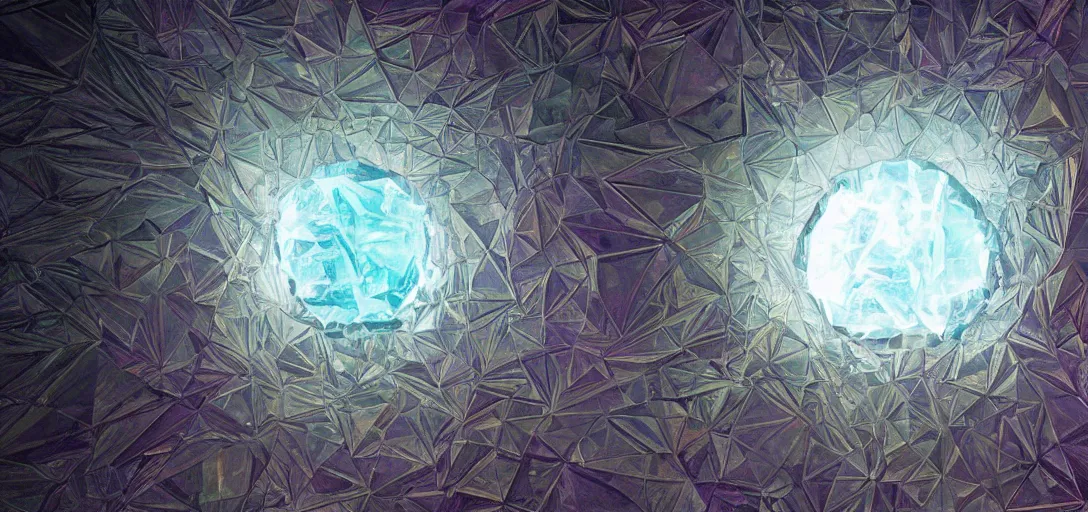 Image similar to A giant, glowing crystal sits in the center of a dark room, Strange symbols line the walls, and a soft light glows from somewhere deep within the room, highly detailed, digital photo, HDRI, by christopher bretz and kael ngu, vivid colors, high contrast, 8k resolution, intricate, photorealistic, smooth, psychedelic color scheme, concept art, award winning, behance contest winner