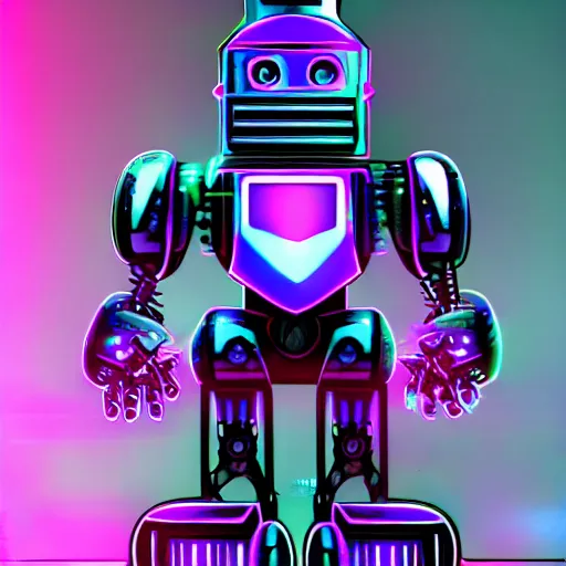 Prompt: robot in darkvibe aesthetic cybersplash