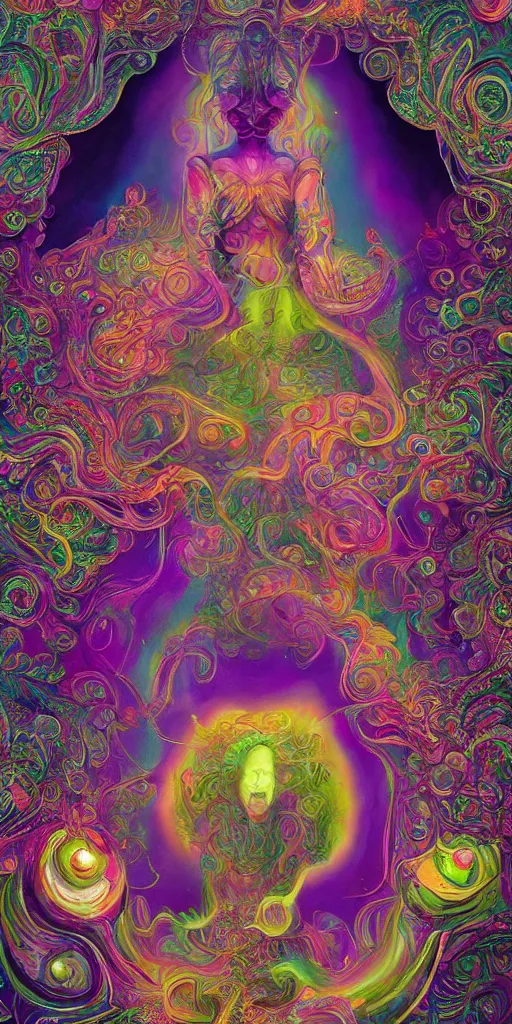 Prompt: a beautiful acrylic painting of psychedelia shapes in the infinite by hanna yata, geenss archenti flores, ben ridgway, intricate, elegant, highly detailed, digital painting, artstation, concept art, ambient occlusion, vray render,