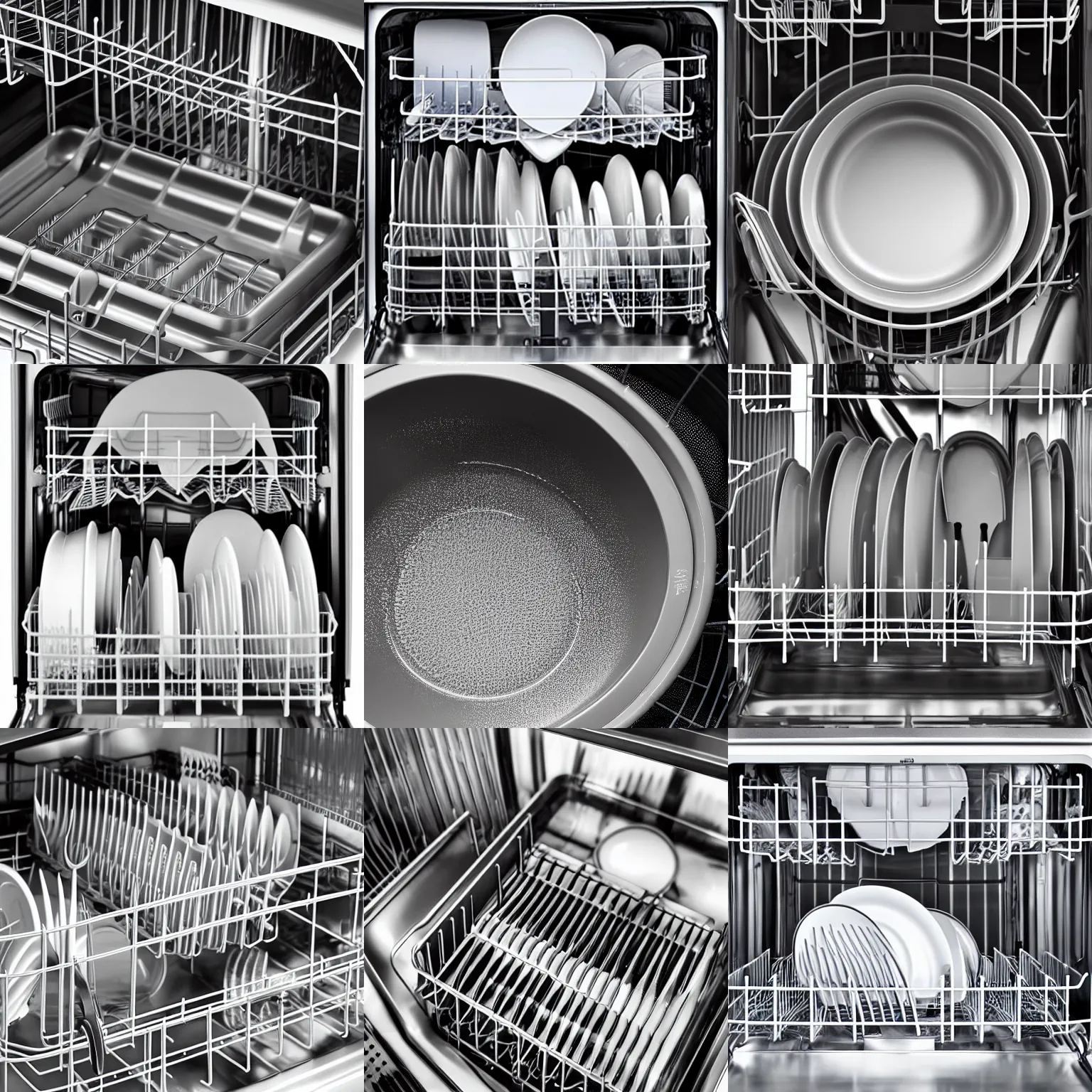 Prompt: inside of a dishwasher, the only contents are one iron frying pan in it, the pan is rusty, highly detailed, high quality, HD, 4k, 8k, Canon 300mm, professional photographer, 40mp, lifelike, top-rated, award winning, realistic, sharp, no blur, edited, corrected, trending