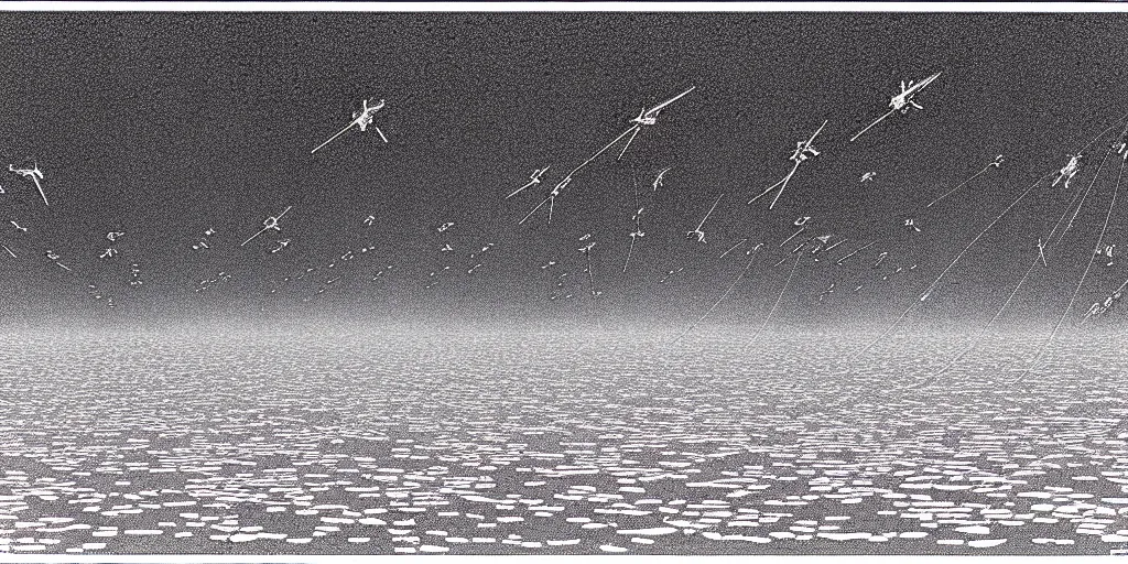 Image similar to grainy risograph matte painting of electric hooverboards flying over ice, a lot of mirror screens around, foggy, сovered web and cotton, by moebius, hyperrealism, intricate detailed