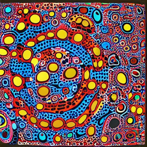 Image similar to voroni diagram by yayoi kusama, by algernon blackwood rigorous, lively. a beautiful body art of a team of surgeons gathered around a patient on an operating table, with one surgeon in the process of cutting into the patient's chest. the body art is full of intense colors & brushstrokes, conveying the urgency & intensity of the surgery.