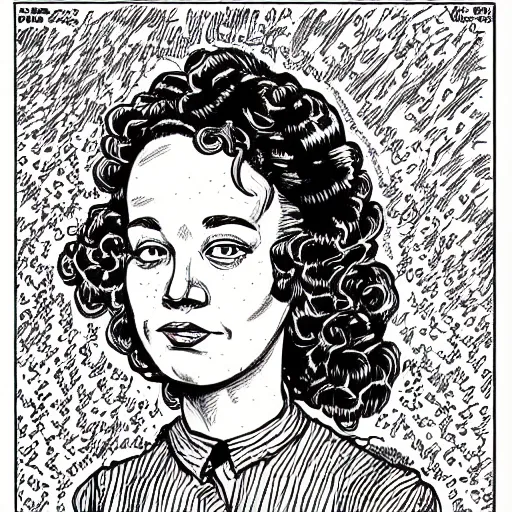 Image similar to a portrait illustration of Juliet Lewis drawn by ROBERT CRUMB