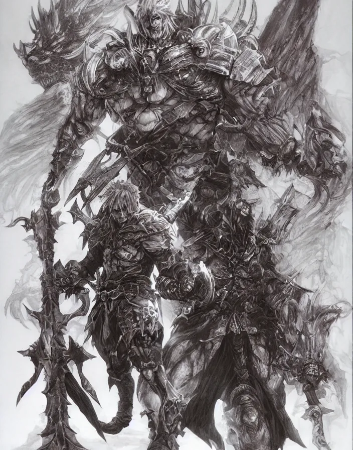 Image similar to final fantasy orc concept art yoshitaka amano, akihiko yoshida, moebius