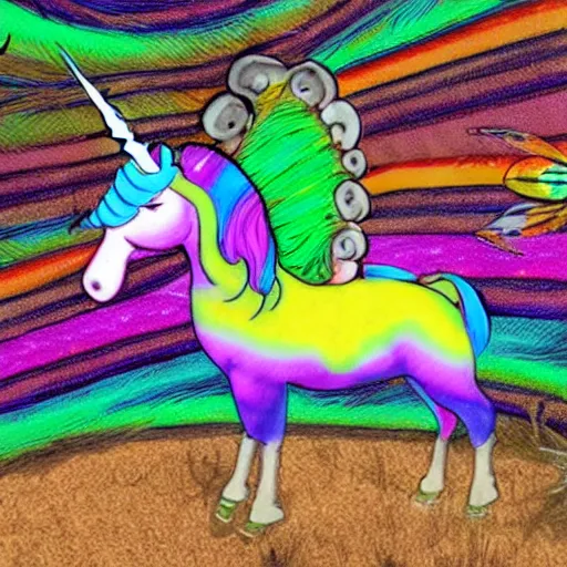Image similar to photo of a hybrid between a bee and a rainbow unicorn