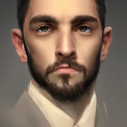 Prompt: a realistic portrait of a man with catlike features, artstation artist