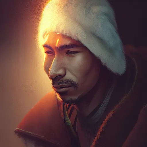 Image similar to Portrait of Peruvian man, atmospheric lighting, intricate detail, cgsociety, ambient light, dynamic lighting, anime style by Yusuke Kozaki