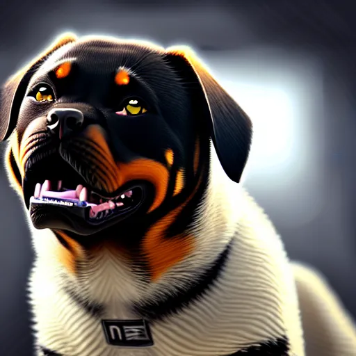 Image similar to ugly hybrid of a Rottweiler dog and a Persian cat, full body, Stunning, volumetric lighting, sharp focus, ultra-detailed, white background, photorealistic, complex, intricate, 3-point perspective, hyper detailed, IMAX quality, cinematic, finely detailed, small details, extra detail, symmetrical, high resolution, 3D, PBR, path tracing, octane render, arnold render, 8k, award-winning, awe-inspiring, ground-breaking, masterpiece , artgem