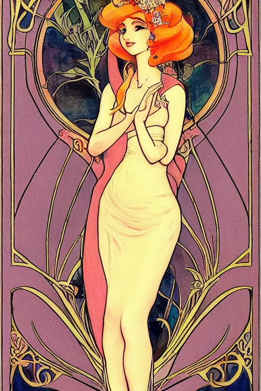 Image similar to beautiful art nouveau painting of princess peach