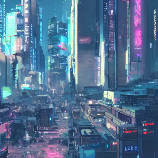 Image similar to A cyberpunk city by Makoto Shinkai