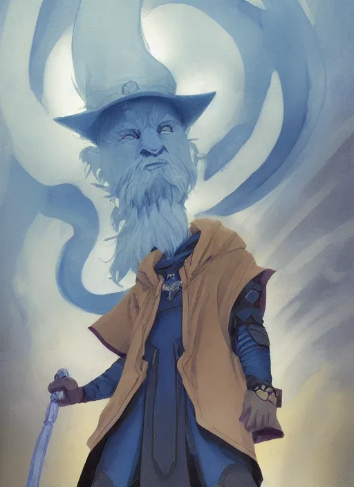 Prompt: a blue-skinned wizard by Aenami, Alena, by Bowater, Charlie, by Brom, Gerald, by Ciurlionis, Mikalojus Konstantinas, by Ejsing, Jesper, by Giancola, Donato, by Kuvshinov, Ilya, by Lossel, Yoann, by Swanland, Raymond, by Caravaggio, trending on ArtStation, masterpiece