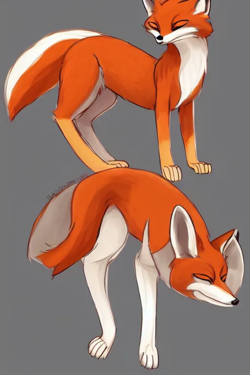 Prompt: an anthropomorphic fox, fursona!!! by don bluth, by kawacy, trending on artstation, full body