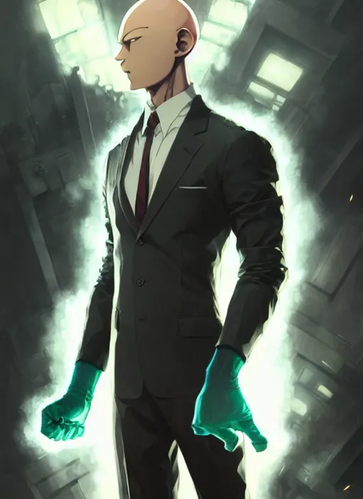 Image similar to gigachad luigi as one punch man in a suit, fantasy character portrait, ultra realistic, concept art, intricate details, highly detailed by greg rutkowski, ilya kuvshinov, gaston bussiere, craig mullins, simon bisley