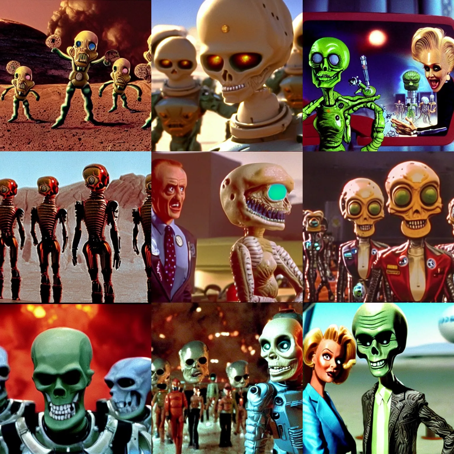 Prompt: a film still from mars attacks ( 1 9 9 6 )