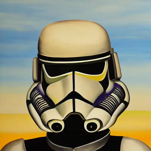 Image similar to a painting of a clone trooper, in the style of salvador dali and raffael