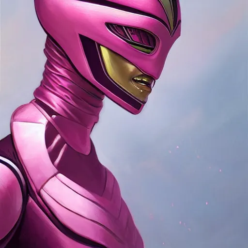 Image similar to Pink Power Ranger physically accurate, dynamic lighting, intricate, elegant, highly detailed, digital painting, artstation, HR GIGER, Hieronymus Bosch, Francis Bacon, concept art, smooth, sharp focus, illustration, art by artgerm and greg rutkowski and alphonse mucha